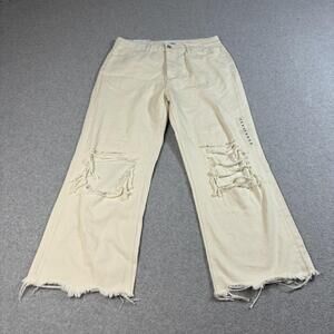 Vervet Leslie Jeans Womens 29 Cream 90s Vintage Flare Distressed Raw Hem Boho